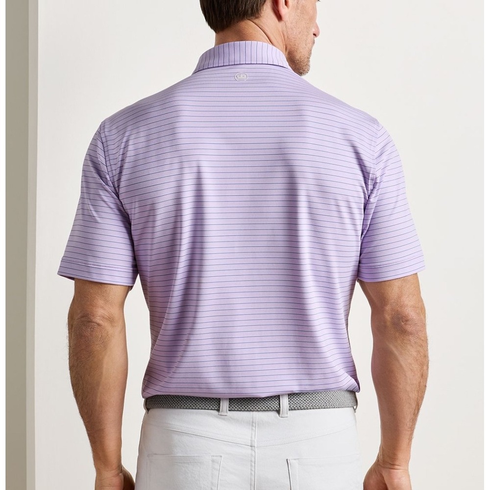 Peter Millar Virginia Tech Hokies Polo Shirt Men's L Purple Striped Cotton EUC